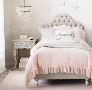 Restoration Hardware Pink Ruffle Twin Duvet Cover Only